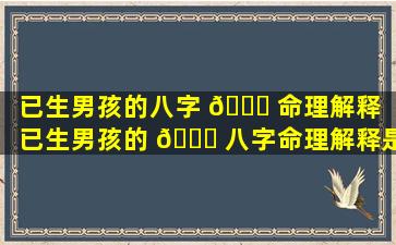 已生男孩的八字 🐛 命理解释「已生男孩的 🐋 八字命理解释是什么」